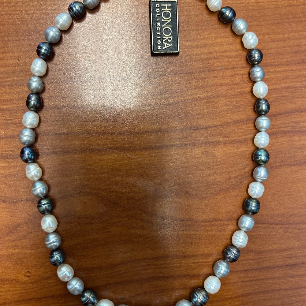 Honora 16” Cultured Pearls Light Gray White Dark Gray Strand Versatile NWT